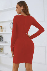 Robe bandage à manches longues et strass Layla